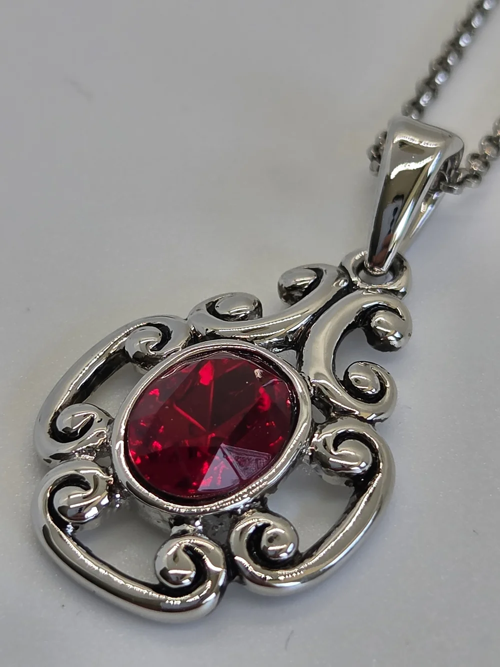 NWT Lia Sophia Silver-Tone Necklace & Earrings with Red Stones
